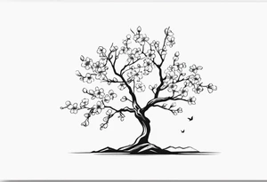 unique small feminine minimalist tattoo of sakura treestick tattoo idea