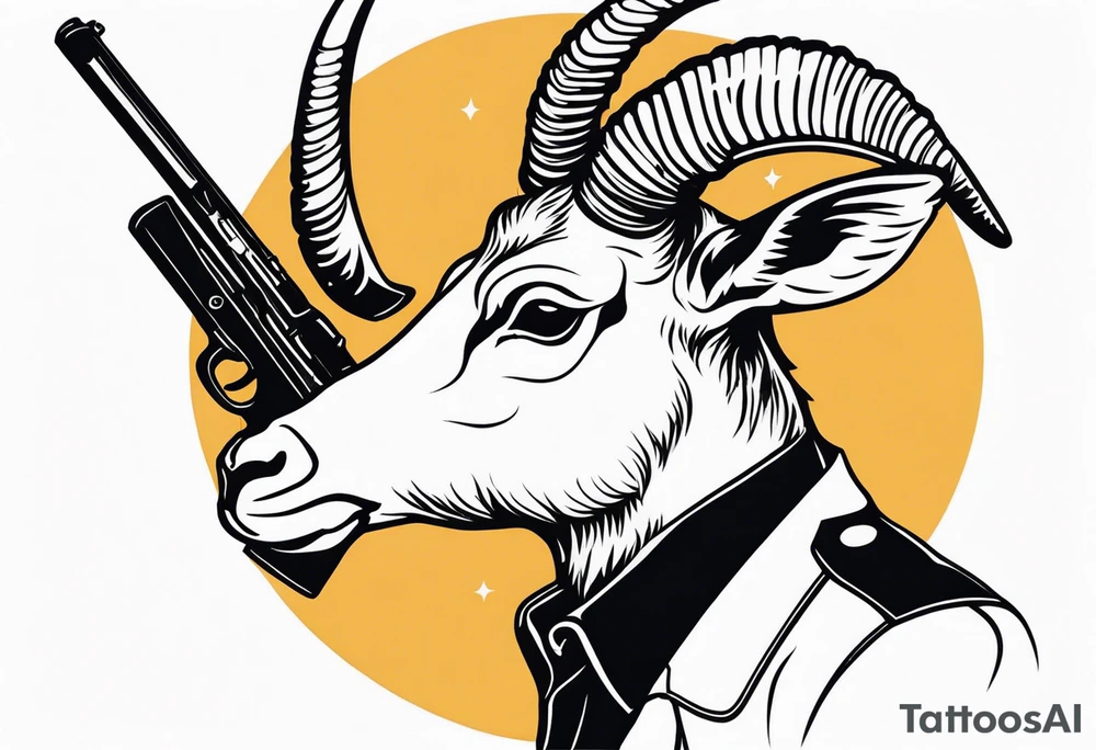 capricorn with sunglasses holding a shotgun tattoo idea