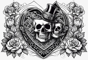 Skeleton stabbing ace of hearts tattoo idea