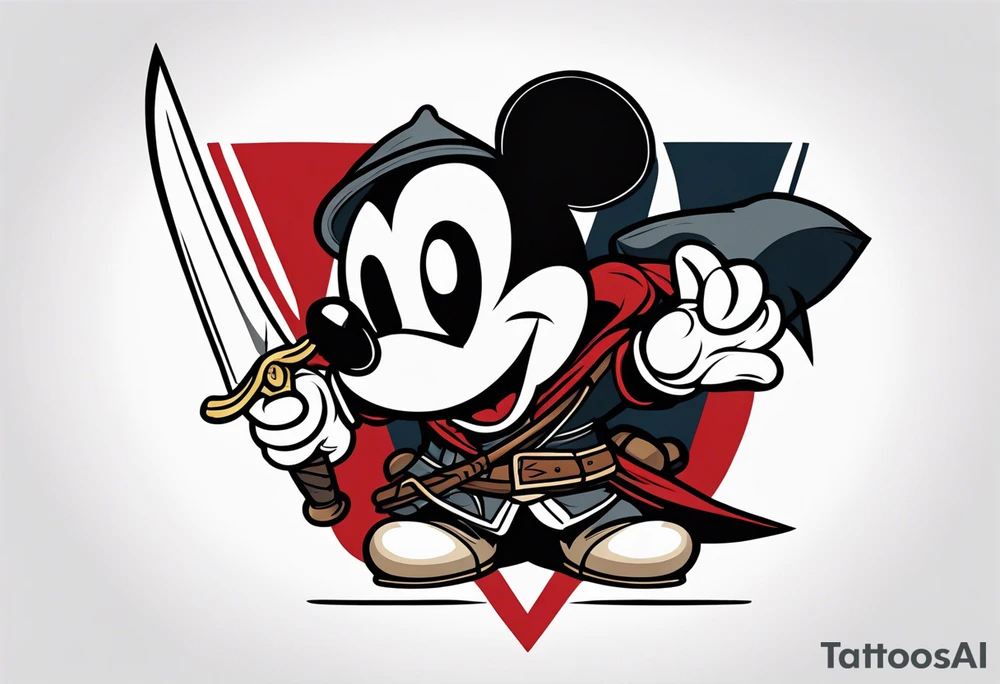 mickey mouse as assassins creed with blade tattoo idea