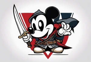 mickey mouse as assassins creed with blade tattoo idea