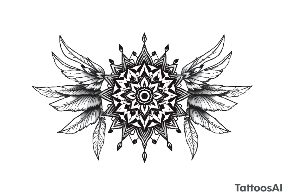 spiritual feathers ornamental mandala indian shaman rune tattoo idea