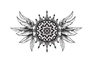 spiritual feathers ornamental mandala indian shaman rune tattoo idea