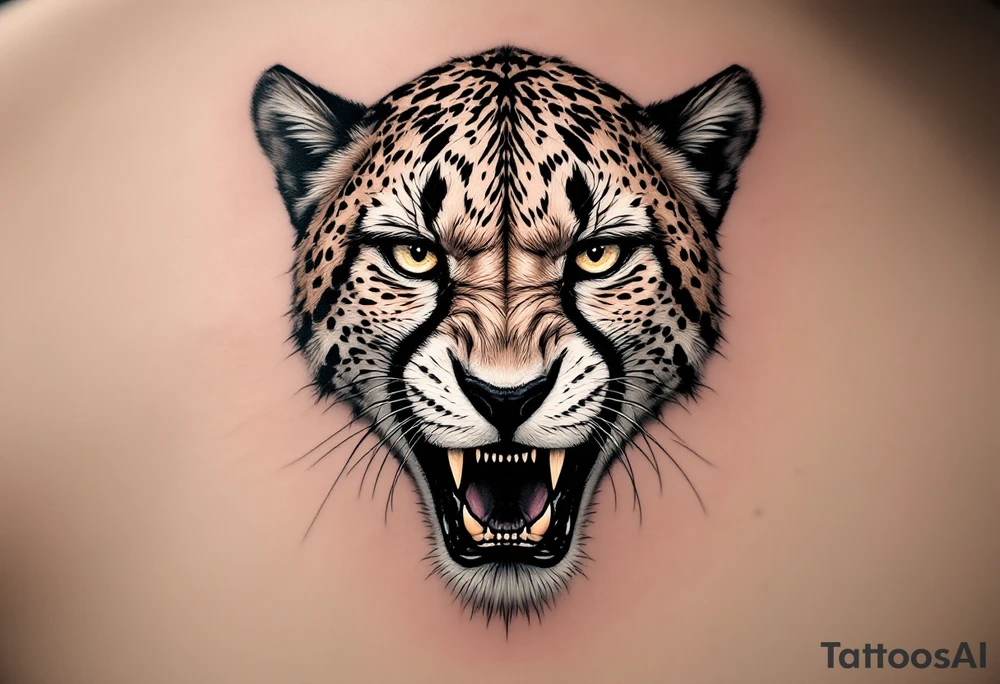 angry cheetah tattoo idea