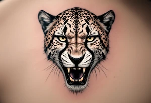 angry cheetah tattoo idea