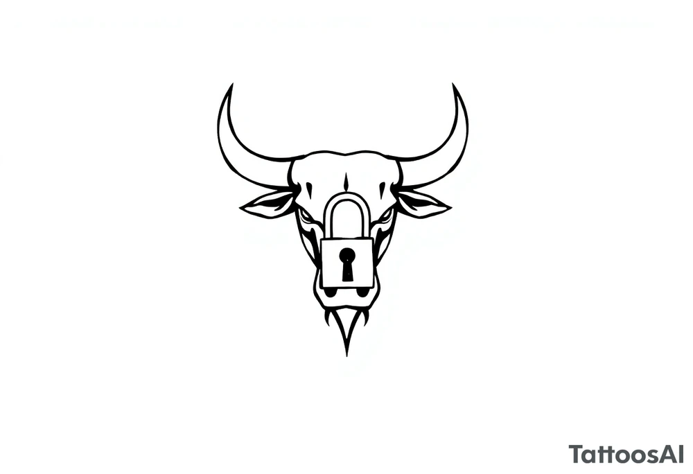 Bull symbol with lock symbol tattoo idea