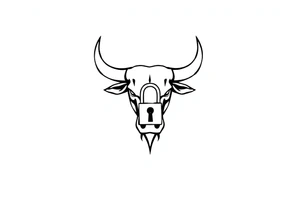 Bull symbol with lock symbol tattoo idea