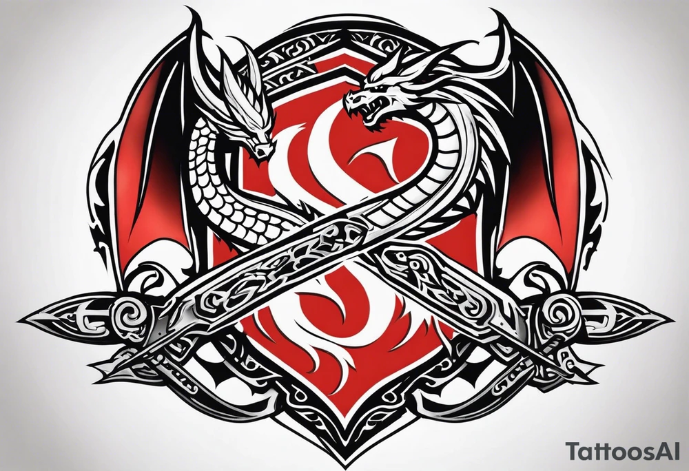 Valhalla fire sword shield dragon tattoo idea