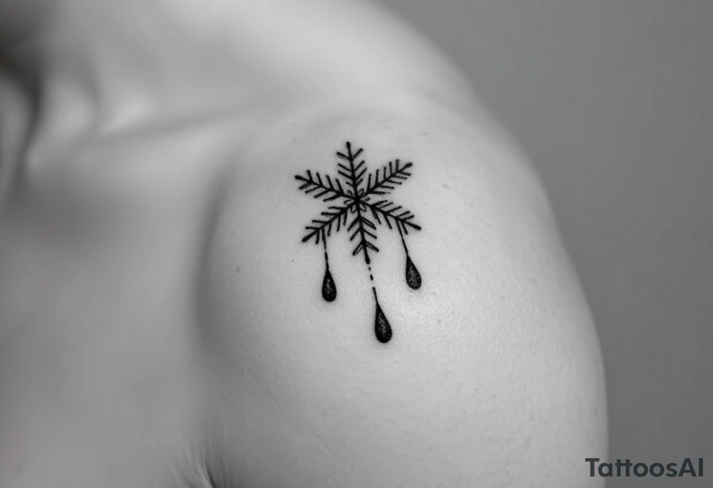 A snowflake melting and turning into rain drops tattoo idea