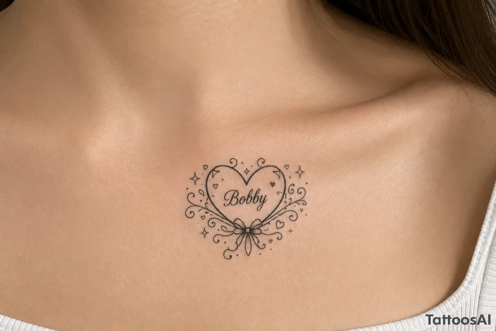 Heart cute adorable beautiful girly preppy heart tattoos with women boyfriends name that is named Bobby tattoo idea