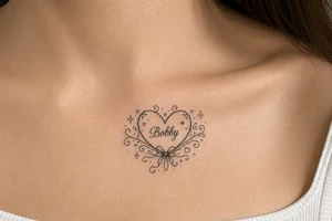 Heart cute adorable beautiful girly preppy heart tattoos with women boyfriends name that is named Bobby tattoo idea