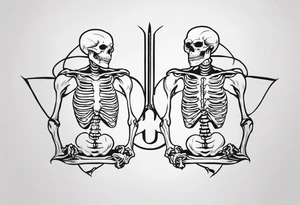 Two sankes intertwined going oposite ways and one being a white skeleton tattoo idea