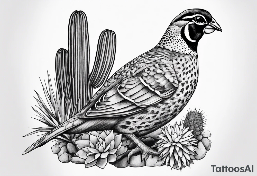 Arizona, quail, cacti tattoo idea