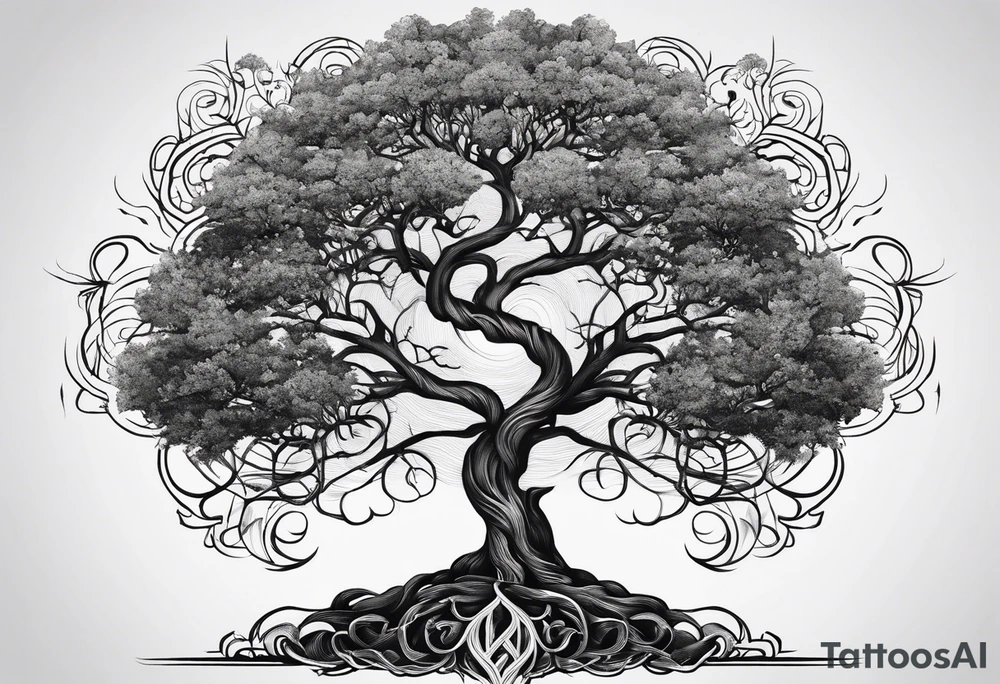 knurly yggdrasil with roots tattoo idea