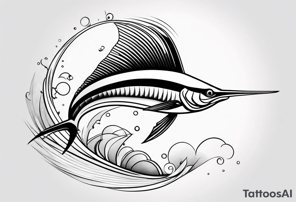 Sailfish, jumping out of the water geometric tattoo idea