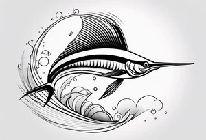 Sailfish, jumping out of the water geometric tattoo idea