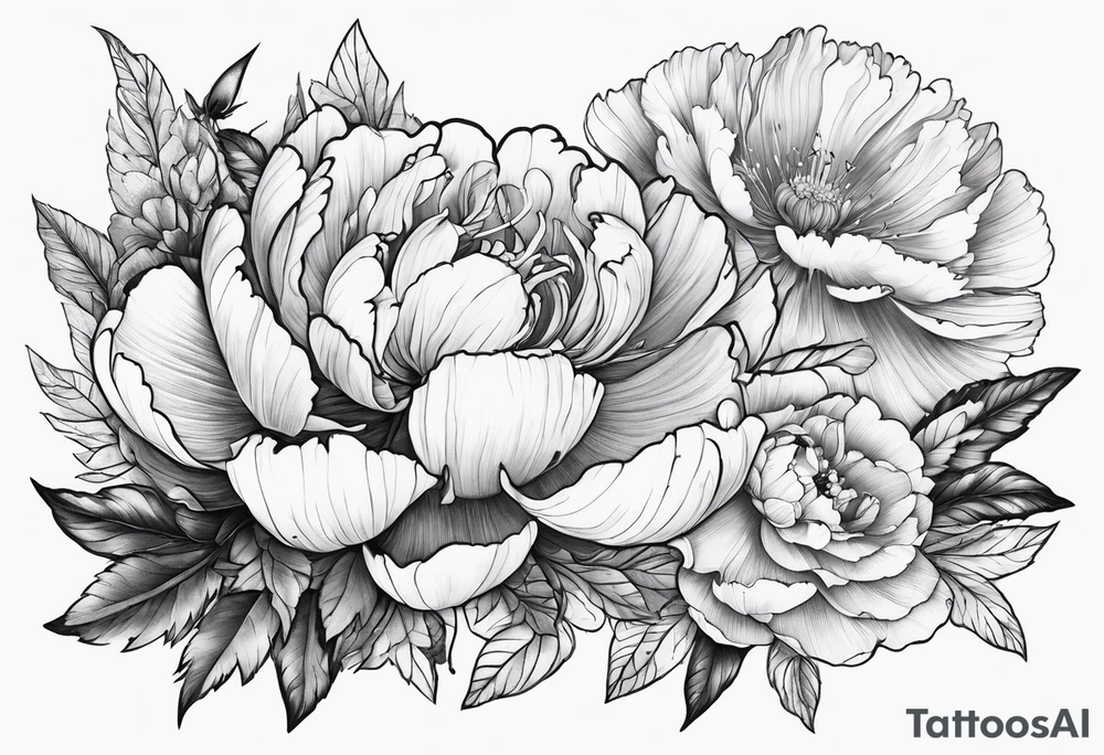 Scorpion and peony flower tattoo idea