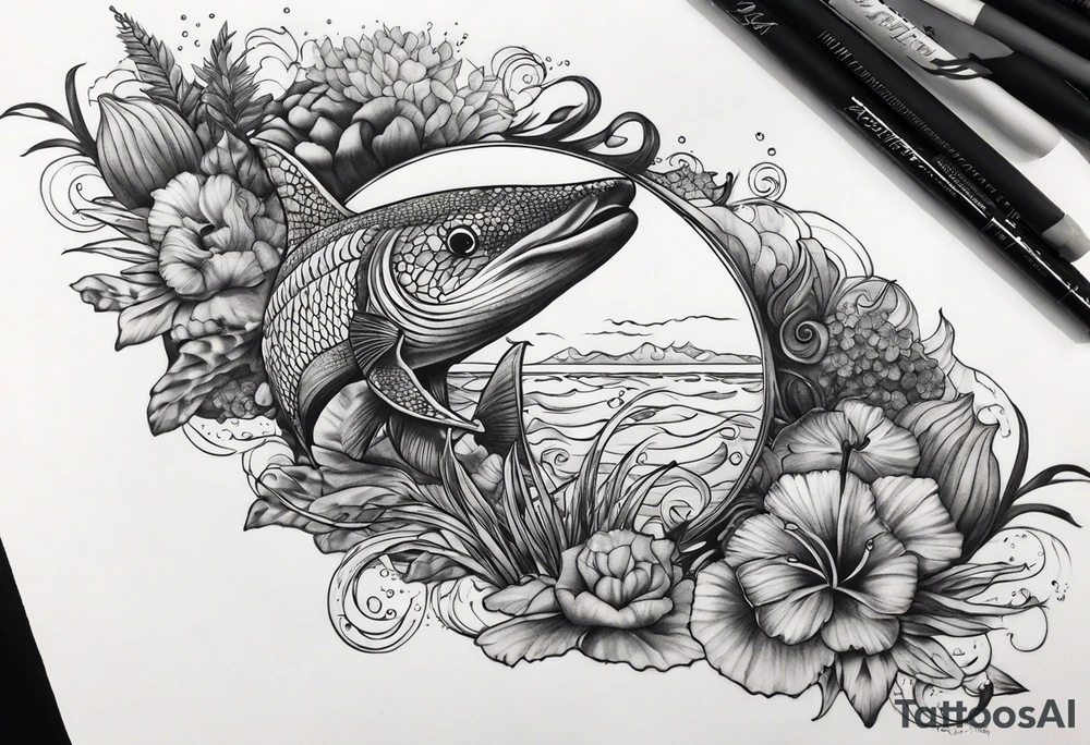 an ocean themed half sleeve for my lower left leg tattoo idea