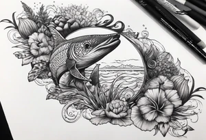 an ocean themed half sleeve for my lower left leg tattoo idea