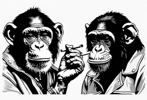 Chimpanzee smoking a cigarette tattoo idea