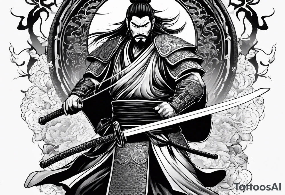 Samurai with ceberus tattoo idea