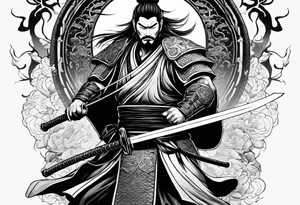 Samurai with ceberus tattoo idea