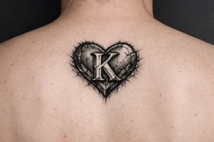 K in a heart behind ear tattoo idea