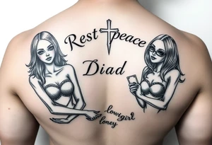 Rest in peace dad lowrider girls and money tattoo idea