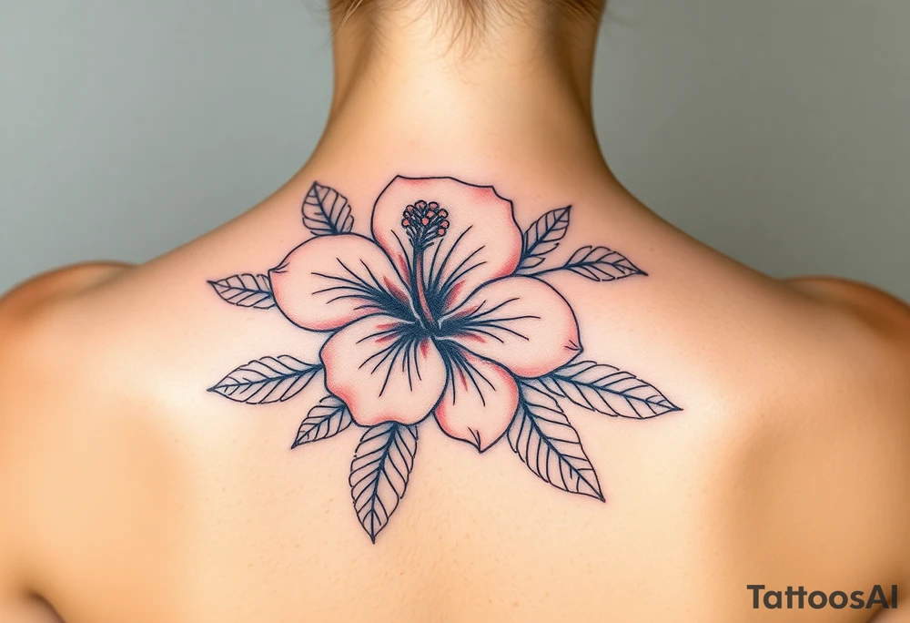 Hibiscus cluster with foliage tattoo idea