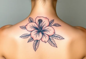Hibiscus cluster with foliage tattoo idea