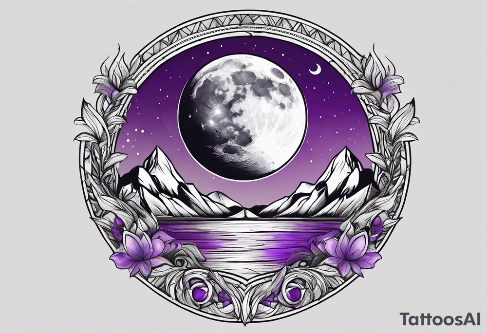 A moon made of amethyst tattoo idea