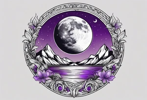 A moon made of amethyst tattoo idea