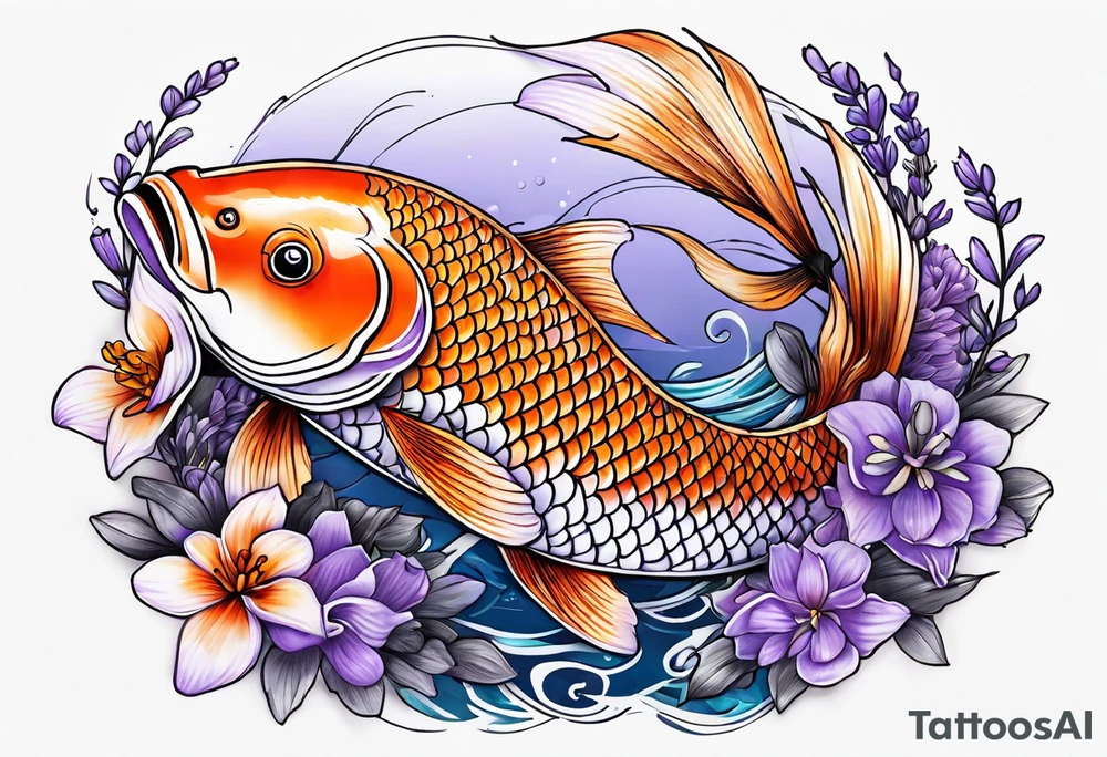 Lavender koi tattoo idea