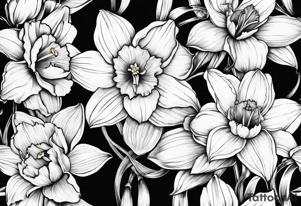 Daffodil birth flower chain tattoo idea