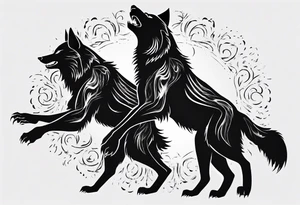 two black wolves dancing on their hind legs. they should be facing each other and obviously dancing tattoo idea
