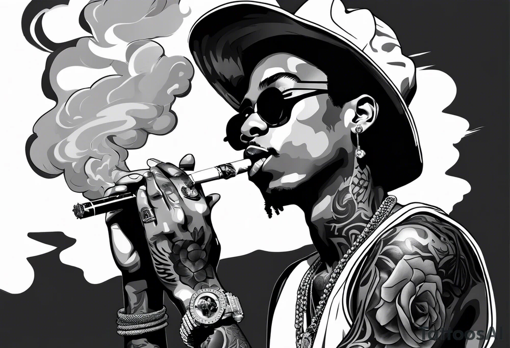 Wiz Khalifa smoking a joint tattoo idea