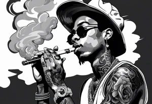 Wiz Khalifa smoking a joint tattoo idea