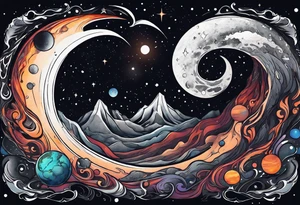 Large black hole swallowing earth. as Earth is swallowed space and time is stretched and deformed tattoo idea