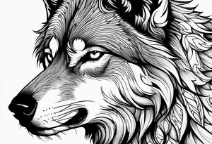 picture of a wolf with the  letter S and p around it tattoo idea