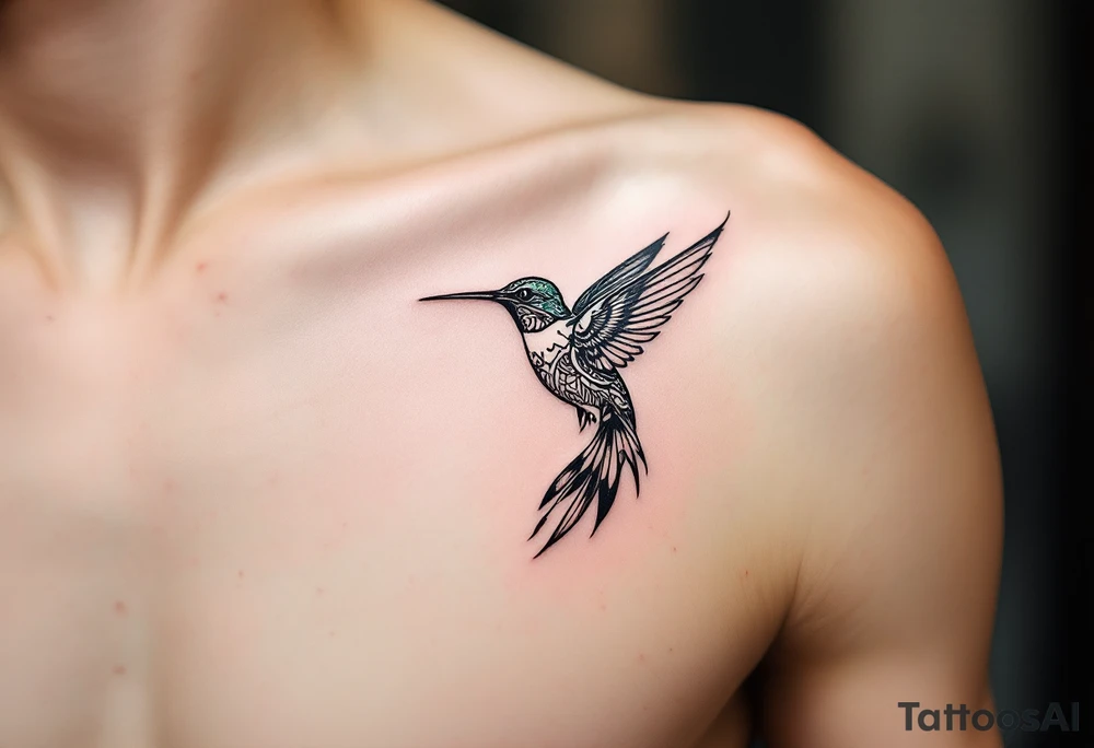 smaller hummingbird with Indigenous style tattoo idea