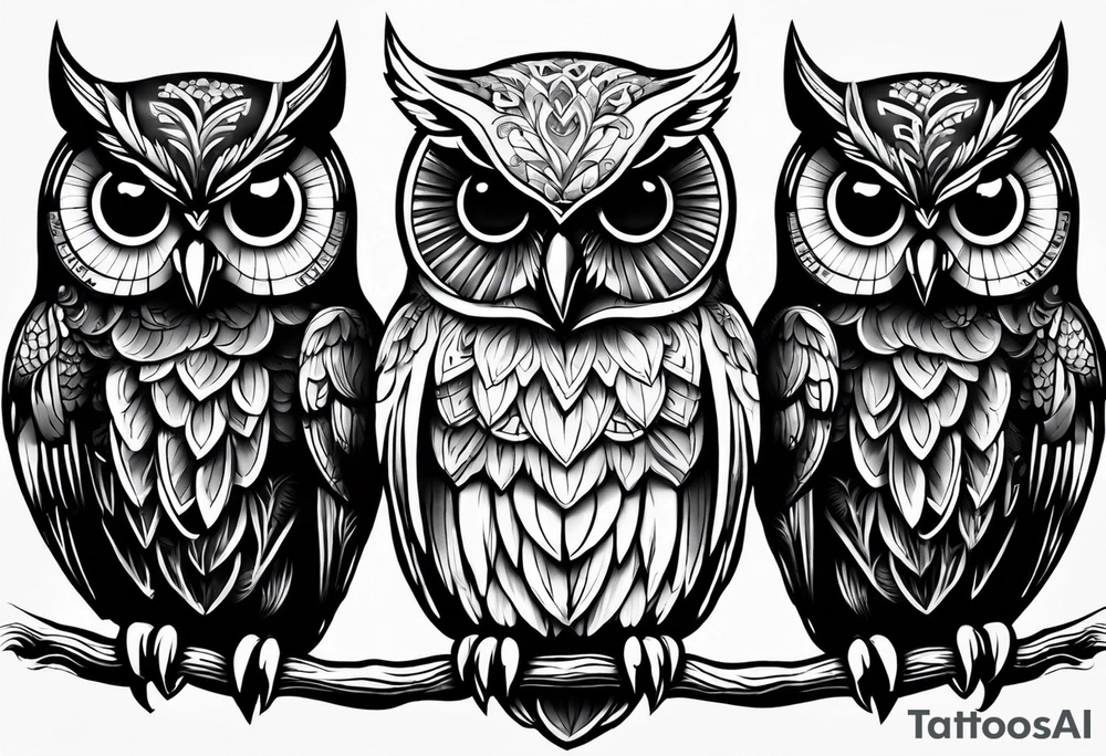 Hear no evil, see no evil, speak no evil owls tattoo idea