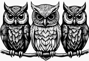 Hear no evil, see no evil, speak no evil owls tattoo idea