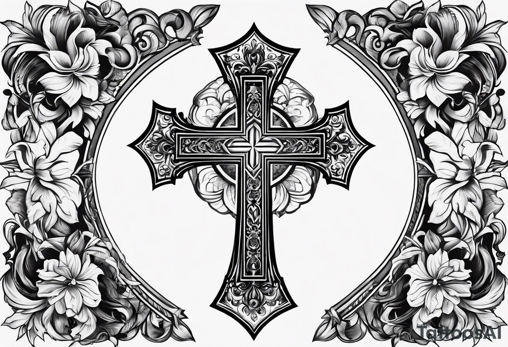 WHITE CROSS WITH BLACK AROUND tattoo idea