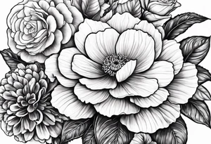 Begonia flower, hydrangeas, marigolds, gerber daisies, rose, lily tattoo idea