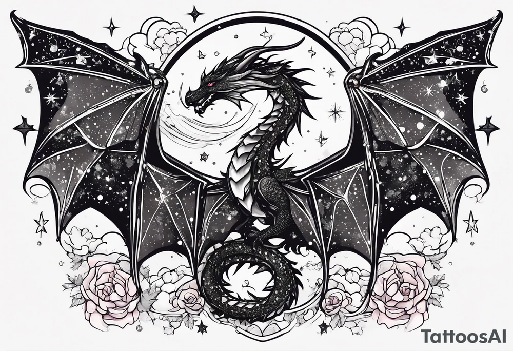Constellation, wing , snow , cross , dragon japan kawaii tattoo idea