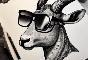 capricorn with sunglasses and gun tattoo idea