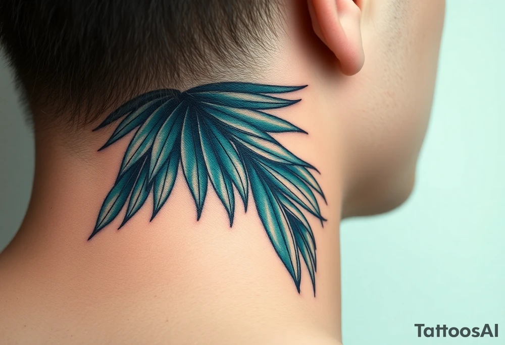 realistic large woven palm leaves tattoo idea