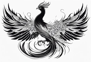 Powerful phoenix rising from the ashes of hell being its past of sin and addiction, being reborn. tattoo idea