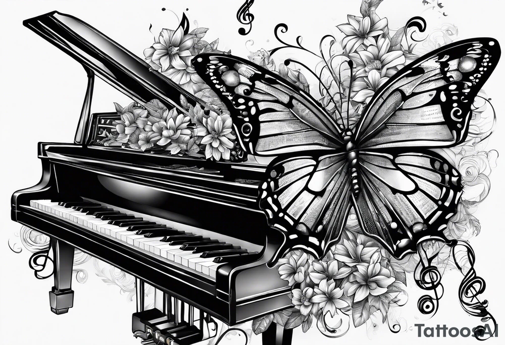 Saxophone, butterfly, rainbow, computer keyboard tattoo idea