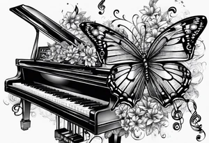 Saxophone, butterfly, rainbow, computer keyboard tattoo idea